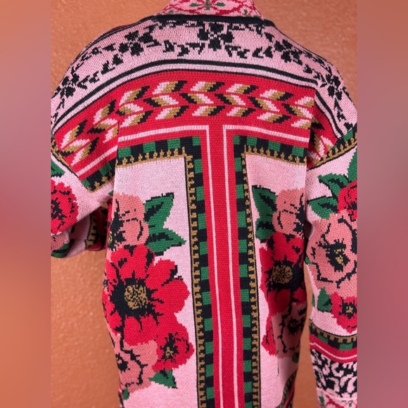 Farm Rio Floral Knit Cardigan Sweater - Pink and Red - Picture 17 of 17